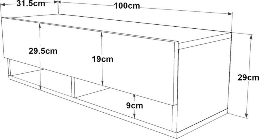 Inandoutdoormatch TV Kast Alexandra TV Meubel TV meubel 2 Opbergvakken 100x31 5x29 5cm Houtkleurig en Wit Sierkast