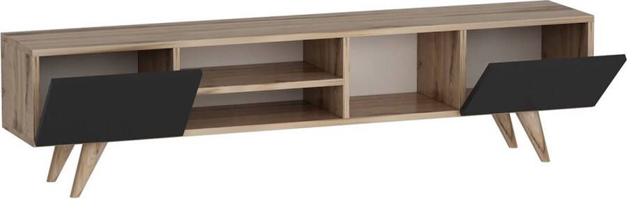 Unbranded TV Kast Henk 160x31x40 cm Eiken en zwart Spaanplaat en Kunststof Modern Design