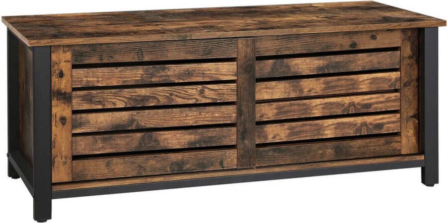 Inandoutdoormatch TV kast industrieel Meubel kastje Hout Bruin zwart 110x40x45cm moederdag cadeautje - Foto 3