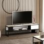 Unbranded TV Kast Zaiden 150x35x42 cm Wit en Zwart Spaanplaat en Metaal Modern Design - Thumbnail 2