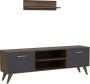 Unbranded TV Meubel Agnes Met Plank 120x30x45 cm Walnootkleurig en Antraciet -Spaanplaat en Kunststof Modern Design - Thumbnail 1