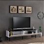 Inandoutdoormatch TV meubel Elwood TV meubel 45x154x37 cm kleur wit en marmer zwart spaanplaat kunststof decoratief design - Thumbnail 2