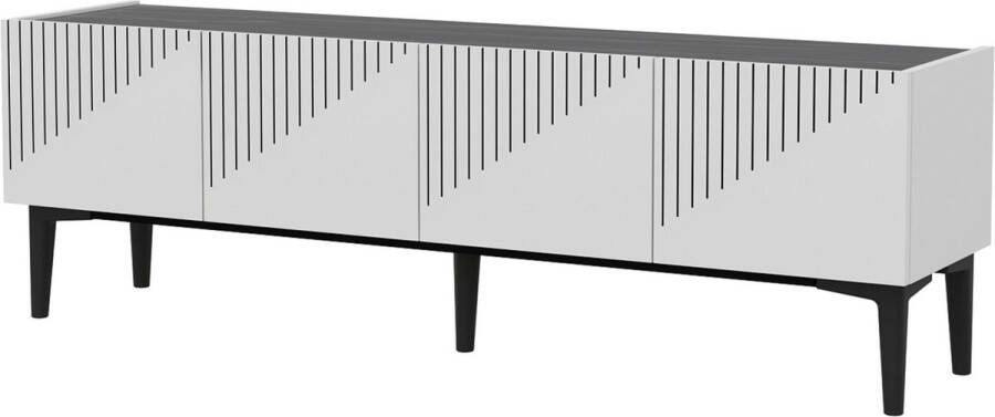 Unbranded TV meubel Elwood TV meubel 45x154x37 cm kleur wit en marmer zwart spaanplaat kunststof decoratief design