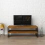 Inandoutdoormatch Tv-meubel Eulalia Tv-meubel 45x120x35 cm Houtkleurig en Transparant Spaanplaat en Gehard Rookglas Modern Design - Thumbnail 1