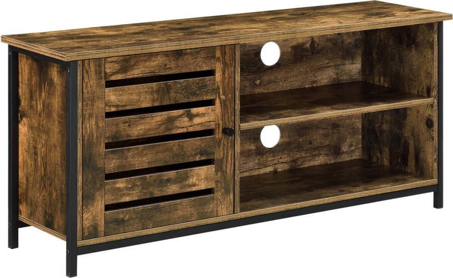 Unbranded TV-meubel Ezequiel 110x30x49 cm Houtkleurig en Zwart Spaanplaat en Ijzer Stijlvol design - Foto 2