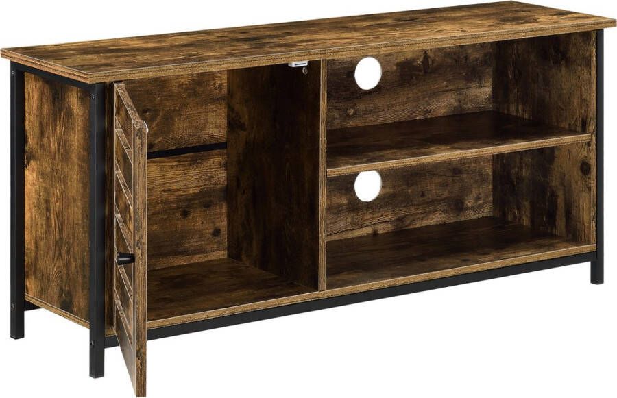 Unbranded TV-meubel Ezequiel 110x30x49 cm Houtkleurig en Zwart Spaanplaat en Ijzer Stijlvol design