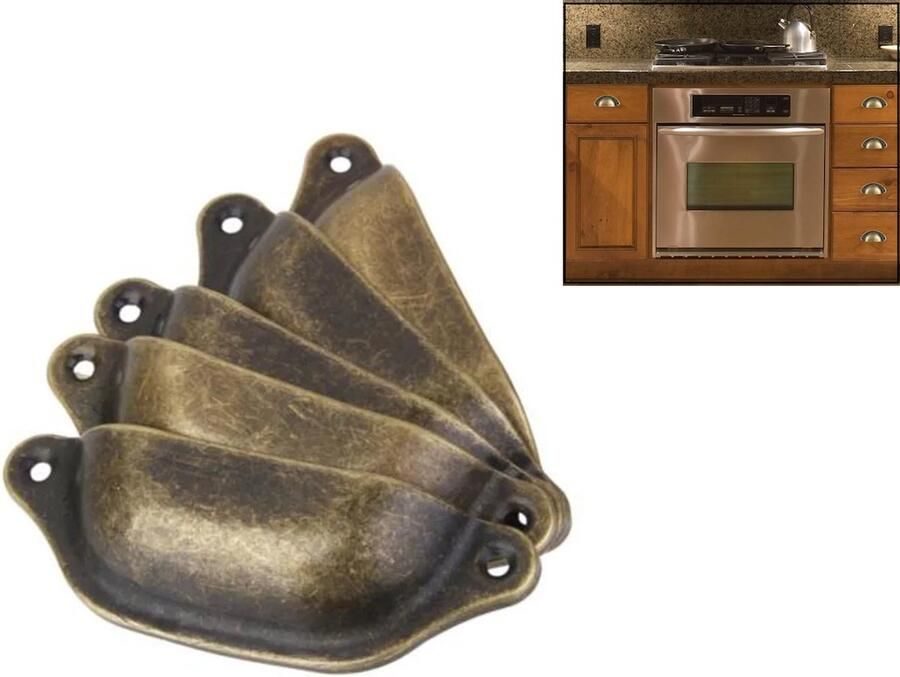 Unbranded 5 stuks Meubelgrepen Vintage Look Messing Antiek Ladegreep 70 mm Gatafstand Schuifladen Handgrepen voor Keukenkasten Kastgrepen Ladegrepen Deurgrepen voor Keukenkasten Kledingkast