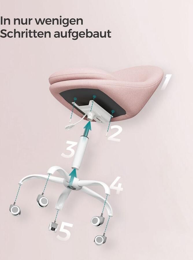 Unbranded Signature Home Bureaustoel draaistoel bureaustoel schuimvulling in hoogte verstelbaar voor studeerkamer slaapkamer roze