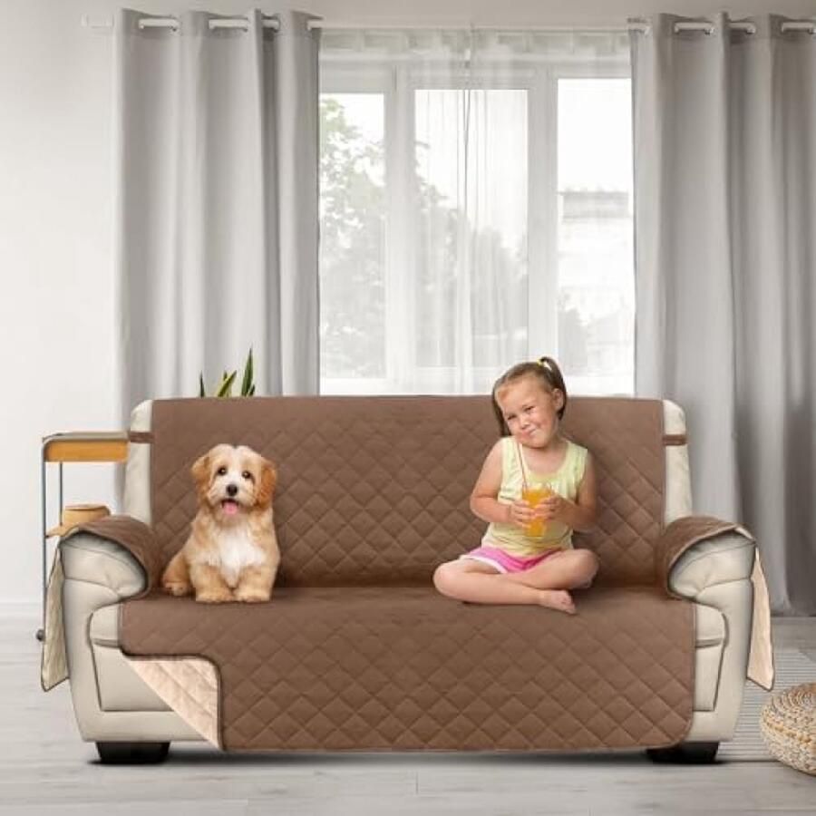 Unbranded Bankhoes met verstelbare elastische banden en waterafstotende behandeling Antislip meubelbeschermer voor huisdieren 2 zits