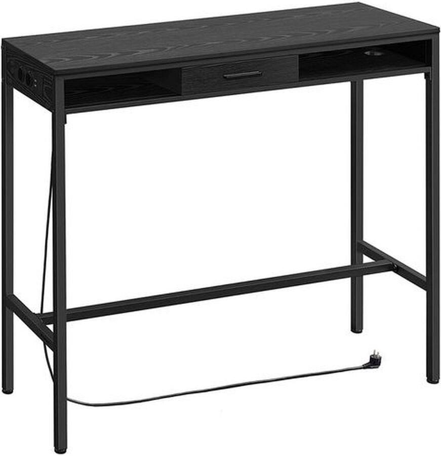 Unbranded Bartafel met Oplaadstation Bartafel flexibele lade van niet-geweven stof haken zwart 120 cm