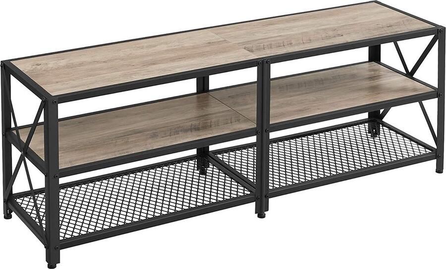 Unbranded Signature Home Bourges Tv-meubel tv-tafel lowboard voor tv's tot 60 inch tv-meubel met planken stalen frame tv-plank voor woonkamer slaapkamer greige zwart