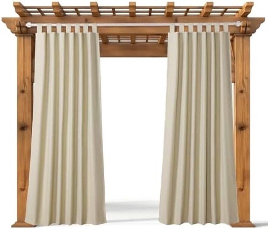 Unbranded Buitengordijn Waterdicht 130 x 210 cm Met 7 Klittenband Lussen Schaduwdoek Outdoor Gordijnen voor Patio en Pergola
