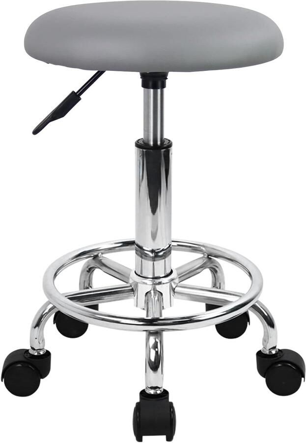 Unbranded Bureaustoel Draaibare rolkruk in hoogte verstelbaar Metaal Grijs