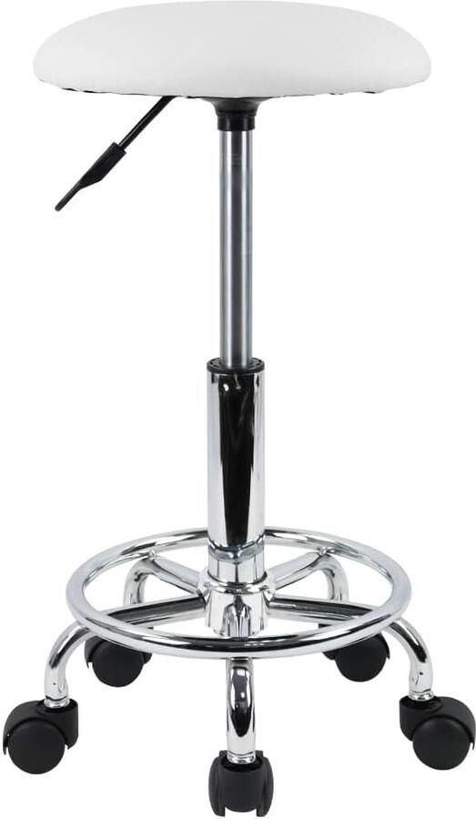 Unbranded Bureaustoel-Draaibare rolkruk in hoogte verstelbaar PU lederen-Wit