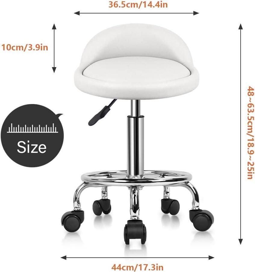 Unbranded Bureaustoel Hoogte verstelbaar gemaakt van PU-leer Wit