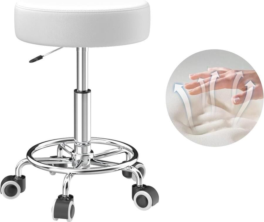 Unbranded Bureaustoel- in hoogte verstelbaar-43-57 cm- werkkruk-Wit