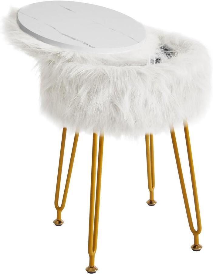 Unbranded Bureaustoel kapkruk met opbergruimte achte gewatteerde zitting Metaal Wit