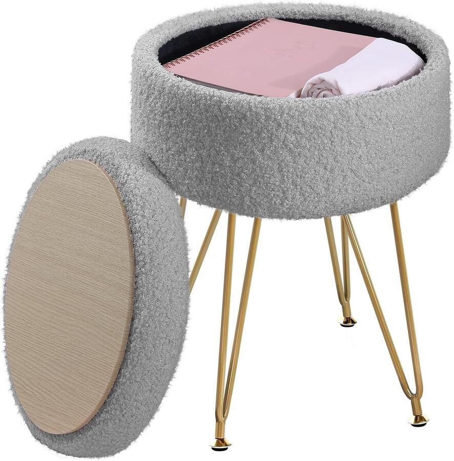 Unbranded Bureaustoel kapkruk stoel faux teddybont 32 x 32 x 44 cm Duif Grijs