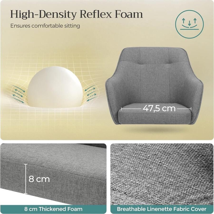 Unbranded bureaustoel office chair comfortabele bureaustoel belastbaar tot 120 kg stalen frame imitatielinnen ademend thuiskantoor