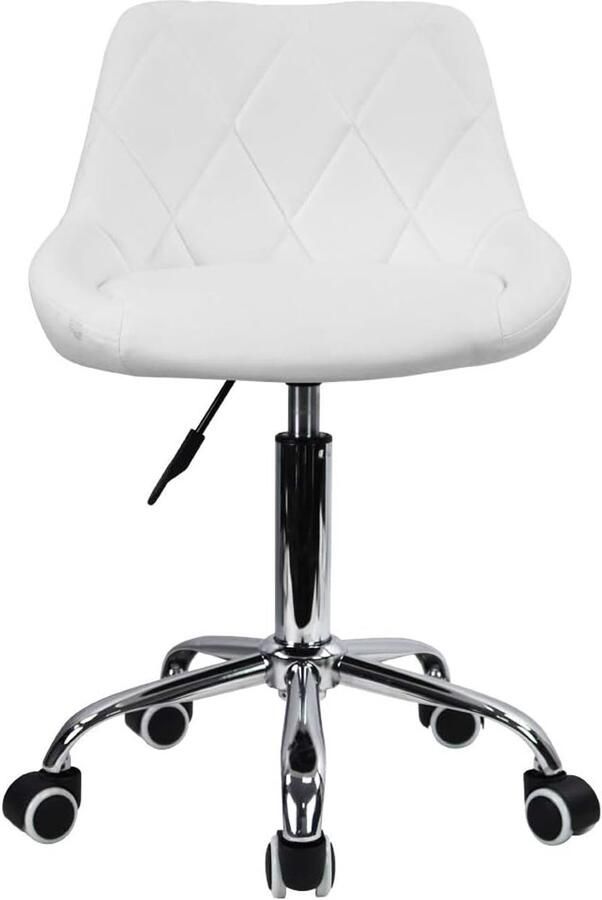 Schommelstoel met verstelbare rugleuning Draaibare Metaal Kunstleer 45D x 45B x 72 3H centimeter Rollend wit