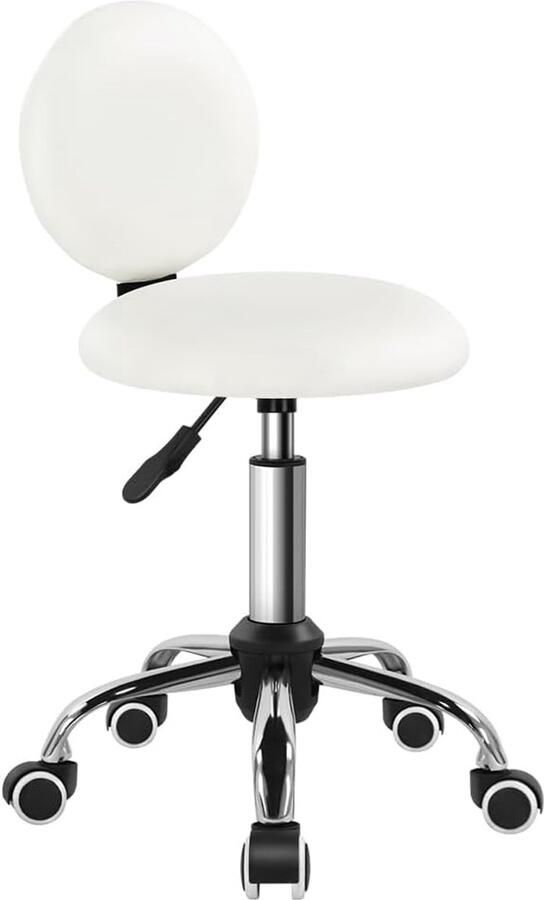 Unbranded Bureaustoel Schoonheidsstoel op wielen Kunststof Wit