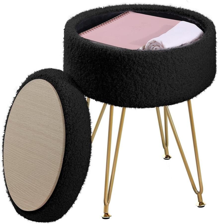 Unbranded Bureaustoel teddybont met opbergruimte 32 x 32 x 44 cm zwart en zilver