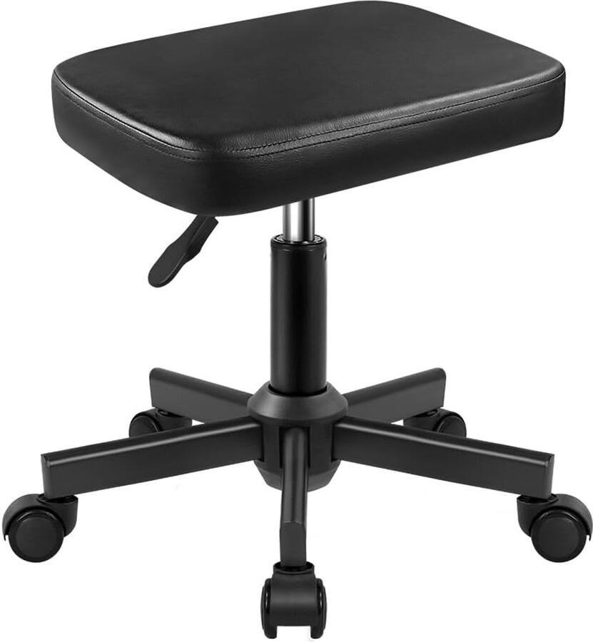 Unbranded Bureaustoel 360° draaibare met wielen vierkante zitting in hoogte verstelbaar 41D x 48B x 59 5H centimeter Metaal Kunstleer Zwart