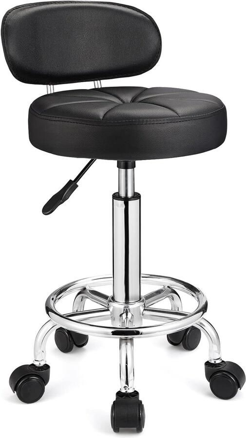 Unbranded Bureaustoel Wielen In hoogte Verstelbare Rolling PU en leer Zwart