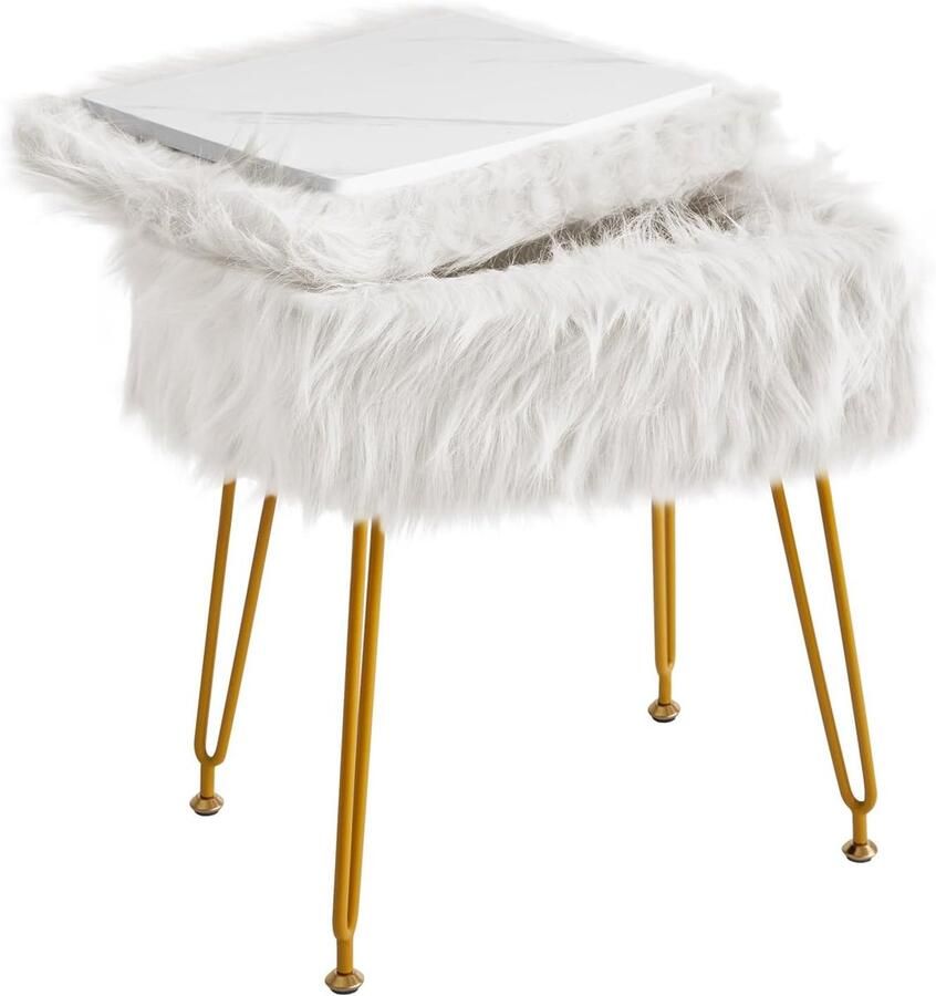 Unbranded Bureaustoel zachte gewatteerde zitting ronde voetsteun voetenbanken Wit