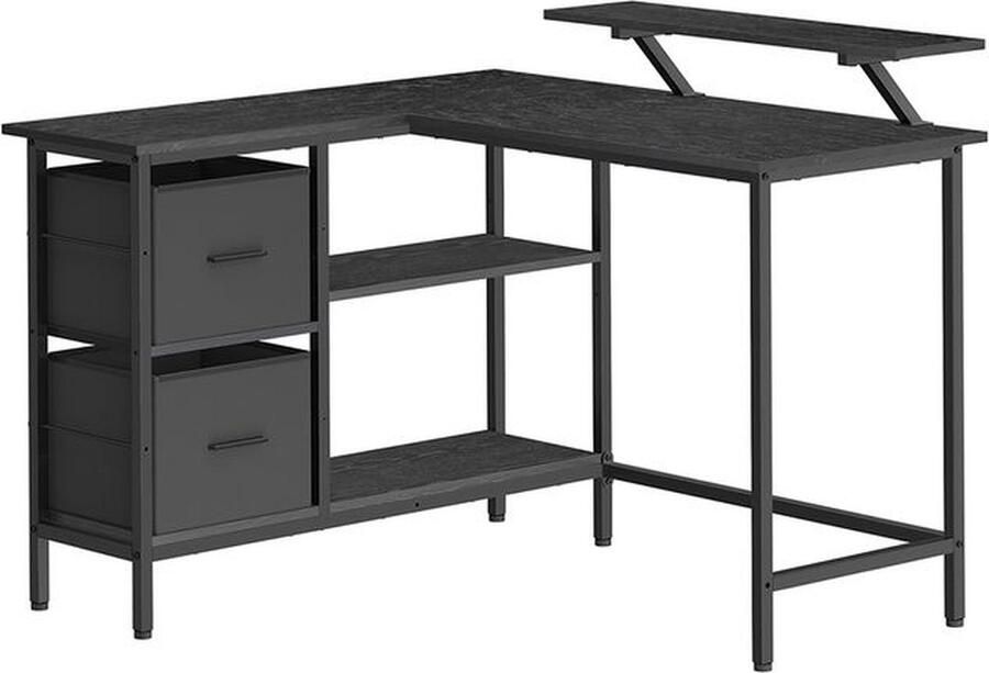 Unbranded Carco L-vormig bureau 2 ruime lades hoekbureau met monitorstandaard bureau speeltafel met verstelbare plank zwart