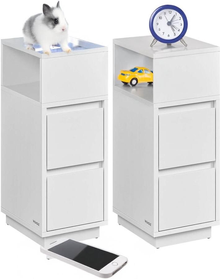 Unbranded Homesy Smal nachtkastje set van 2 – Met lades wolkwit