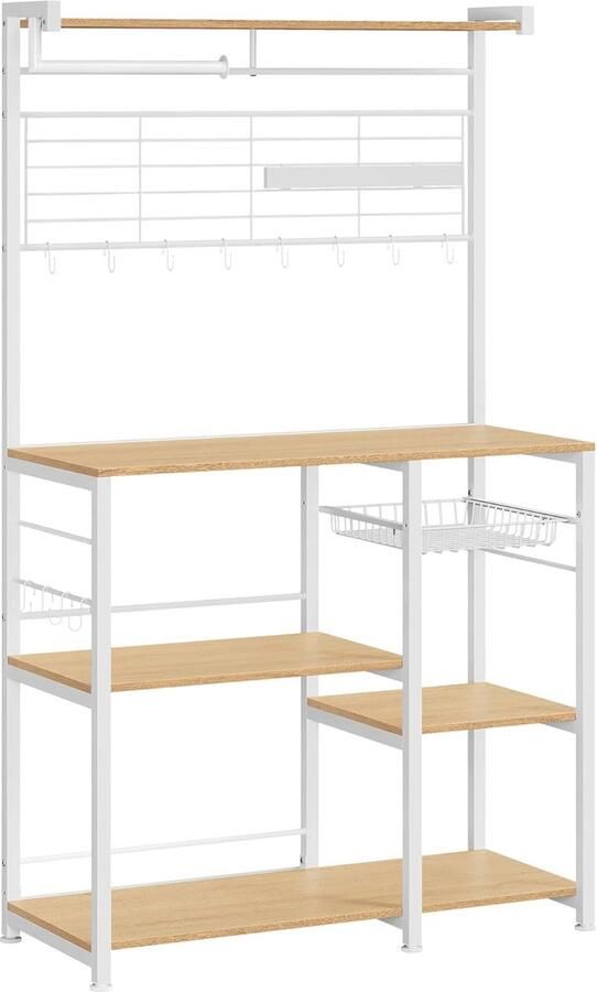 Unbranded Jimmy keukenrek staande keukenkast keukeneiland met magneetstrip voor messen 12 haken goud eiken-wit