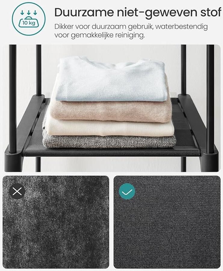 Unbranded Kledingkast 4 hangcompartimenten Grootte 151 x 43 x 166 centimeter -Kunststof Gewicht van item 6 4 Kilogram Zwart