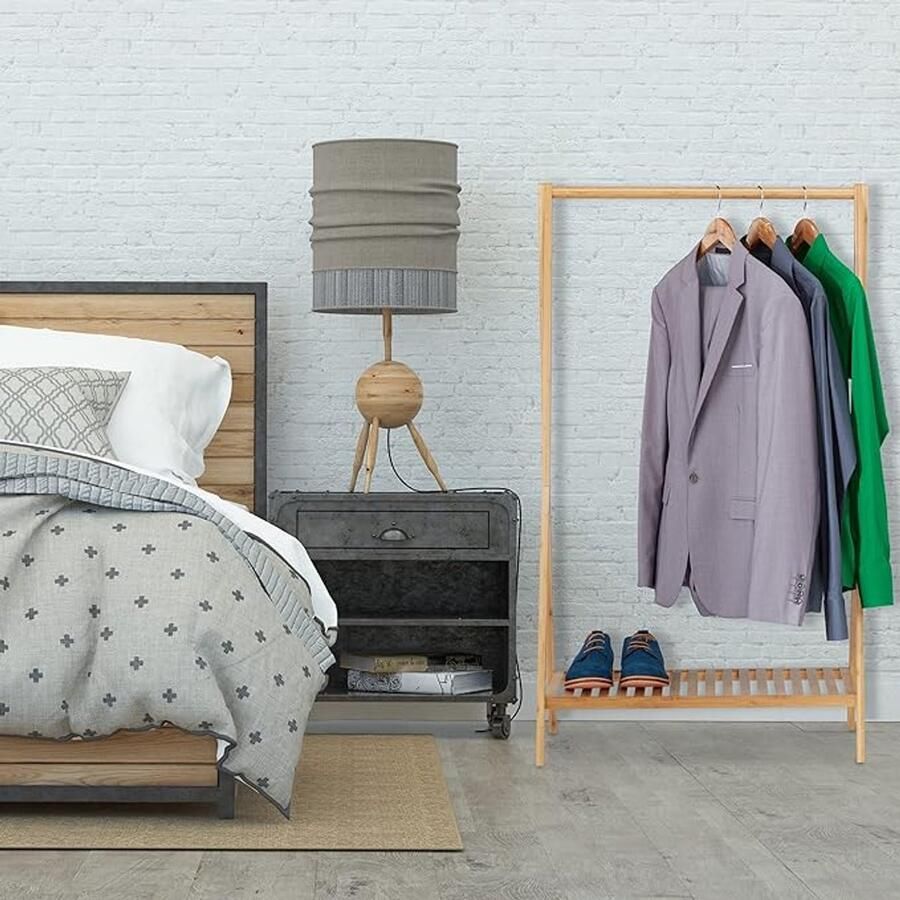 Unbranded kledingrek bamboe 35D x 67B x 120H centimeter Laadvermogen 12 Kilogramm natuur