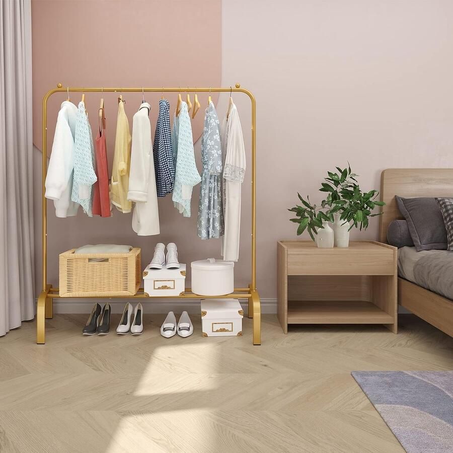 Unbranded kledingrek met bodemrek 40D x 110B x 150H centimeter IJzer Laadvermogen 36 kg Goud