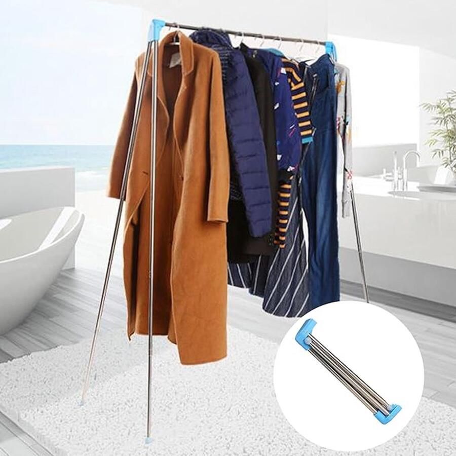 Unbranded kledingrek opvouwbaar Draagbaar staal intrekbaar 30D x 8B x 8H centimeter Laadvermogen 8 kg- Zilver