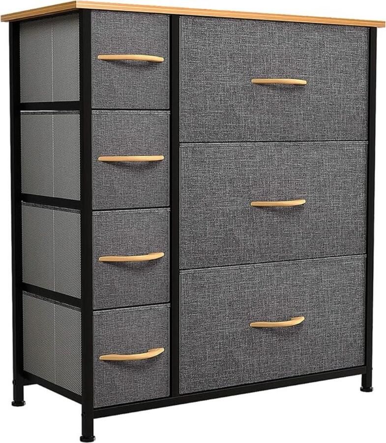 Unbranded Ladekastje Stoffen Opbergkast met 8 Lades Stevig Stalen Frame Gemakkelijk te Trekken Stoffen Bakken 86 x 30 x 90 cm