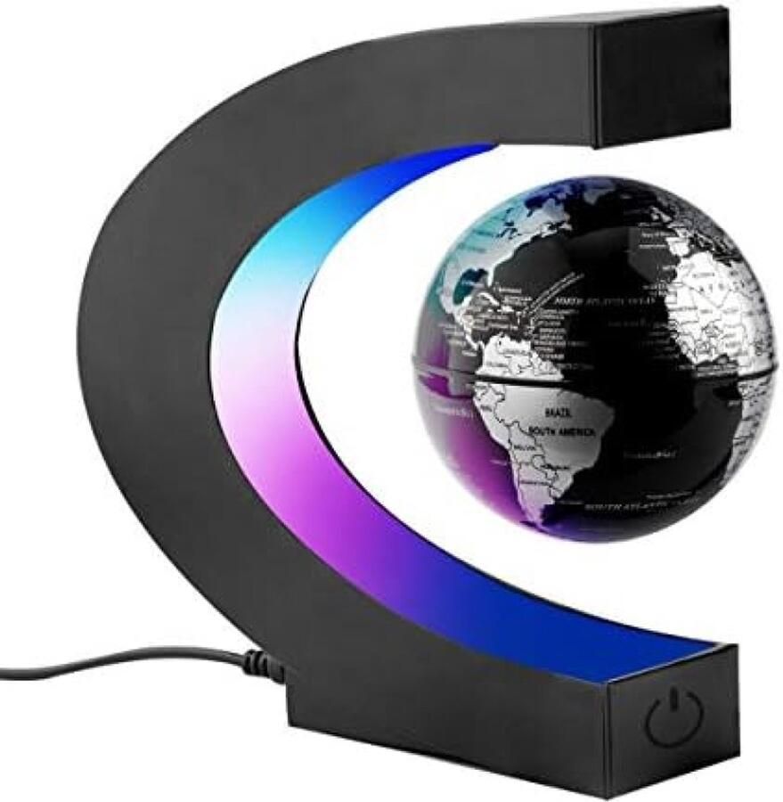 Unbranded Magnetische Zwevende Wereldbol met Kleurrijke LED-kleurenverlichting voor Thuiskantoor Bureau Decoratie