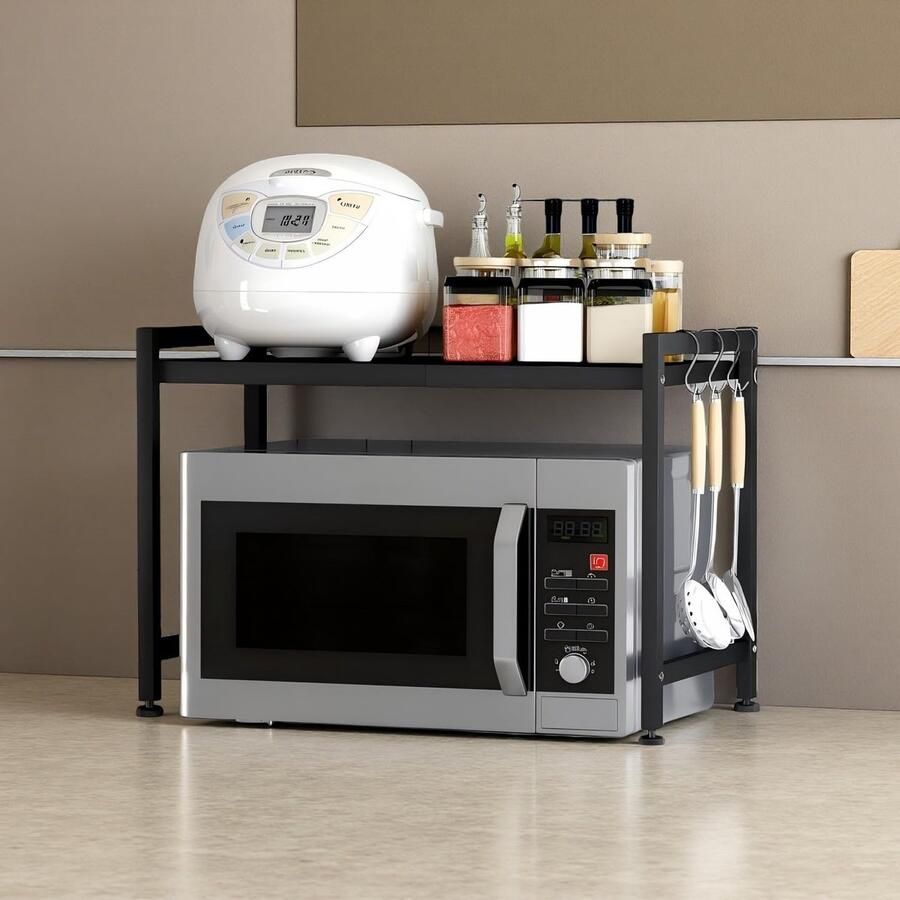 Unbranded magnetron ovenrek 2 Tier uitschuifbare met 3 haken zwart