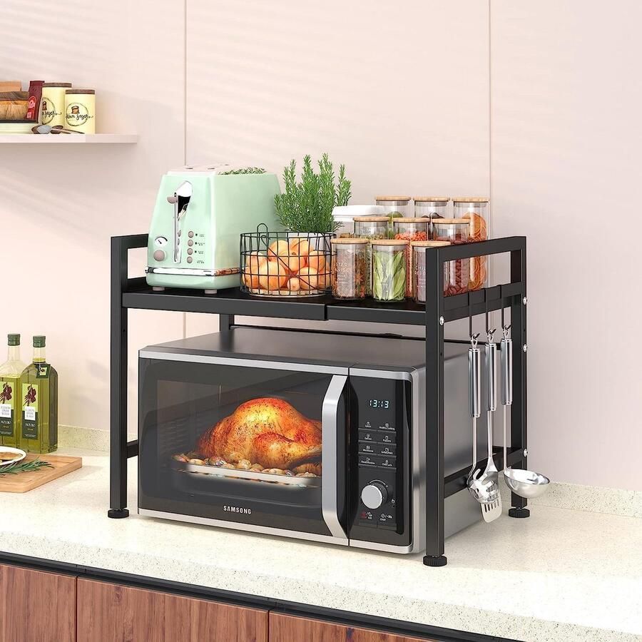 Unbranded magnetron ovenrek 2-traps Uittrekbaar 4 haken zwart