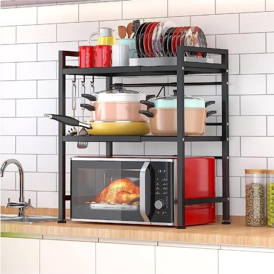 Unbranded magnetron ovenrek 3 niveaus Uitschuifbaar met 4 haken zwart