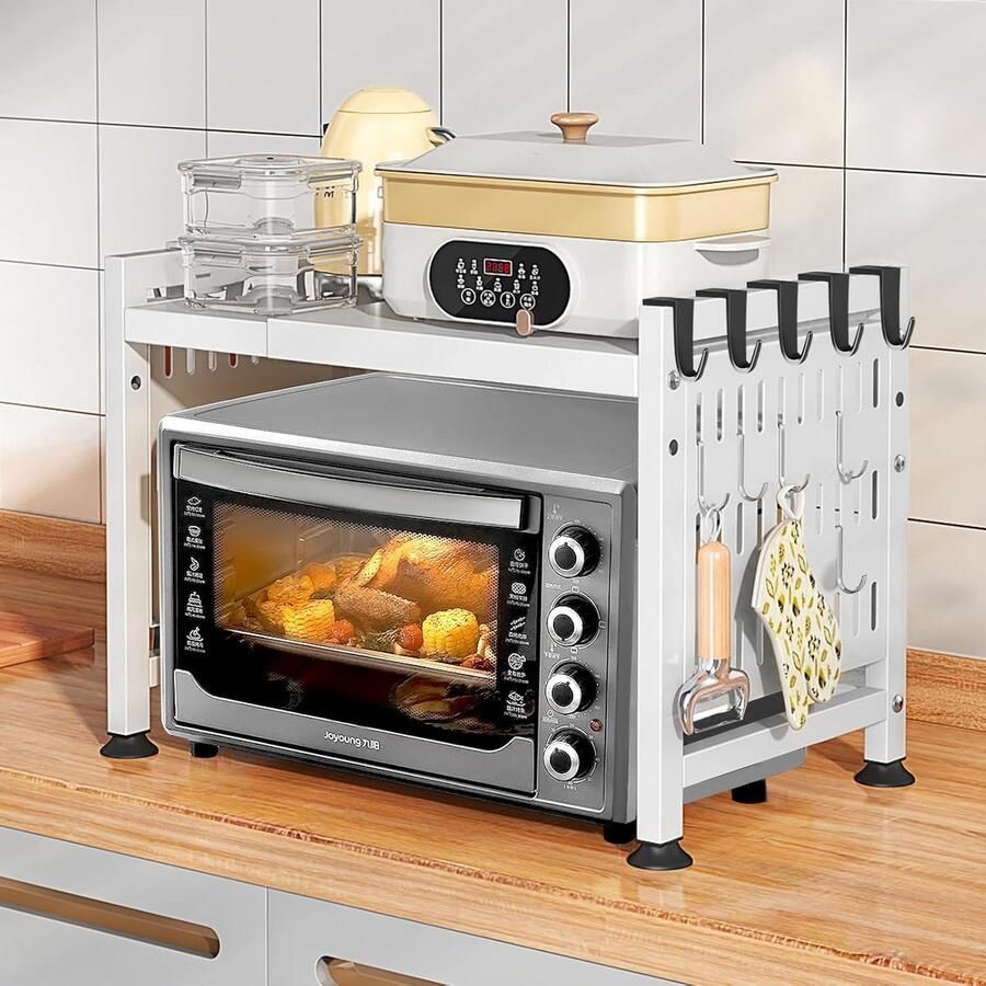 Unbranded magnetron ovenrek met 10 Haken Uittrekbaar van 40-64 cm Wit