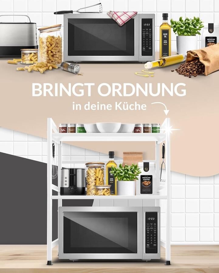 Unbranded magnetron ovenrek staal verstelbare 3-laags Wit