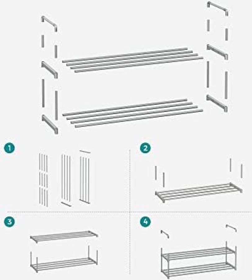 Unbranded Metalen Schoenenrek met 2 Niveaus Voor 8 10 Paar Schoenen Grijs