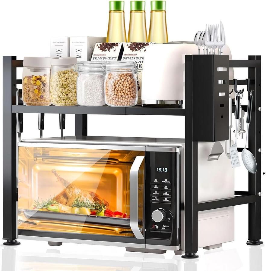 Unbranded Microwave rack-2-traps uitbreidbaar magnetronrek-Zwart