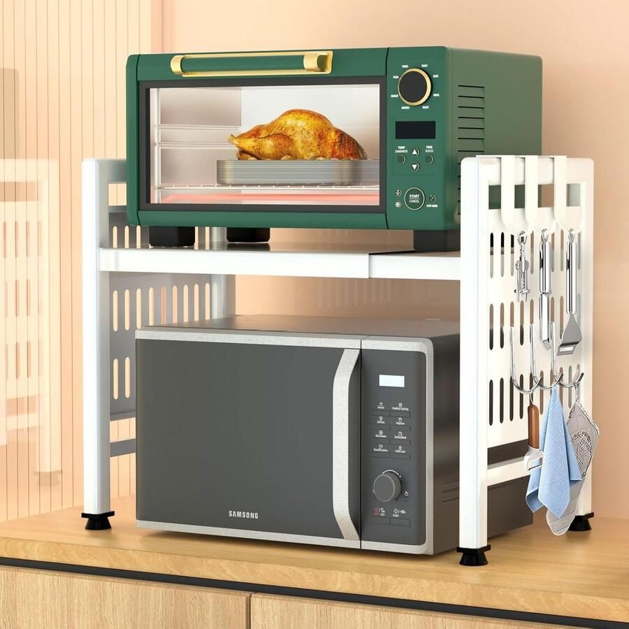 Unbranded Microwave rack lengte verstelbaar Metaal wit