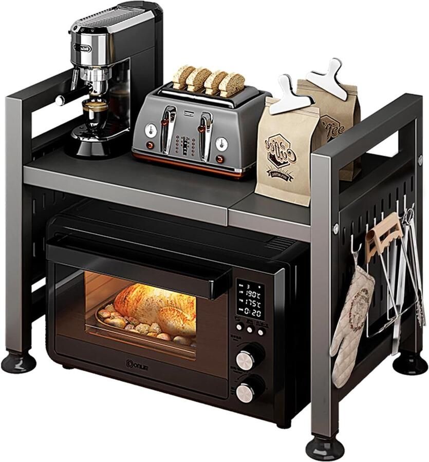 Unbranded Microwave rack-Magnetronplank (Zwart) Met 6 Haken Magnetronplank-set van 2