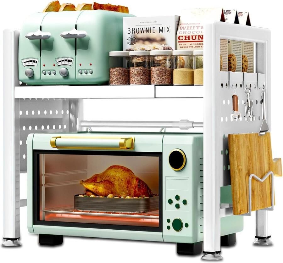 Unbranded Microwave rack-Magnetronrek-2 niveaus-40-65 cm-Wit-set van 2