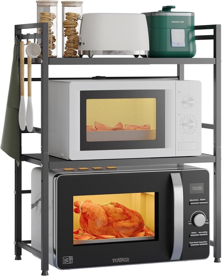 Unbranded Microwave rack-Magnetronstandaard 3-traps magnetronrek-Zwart-set van 3