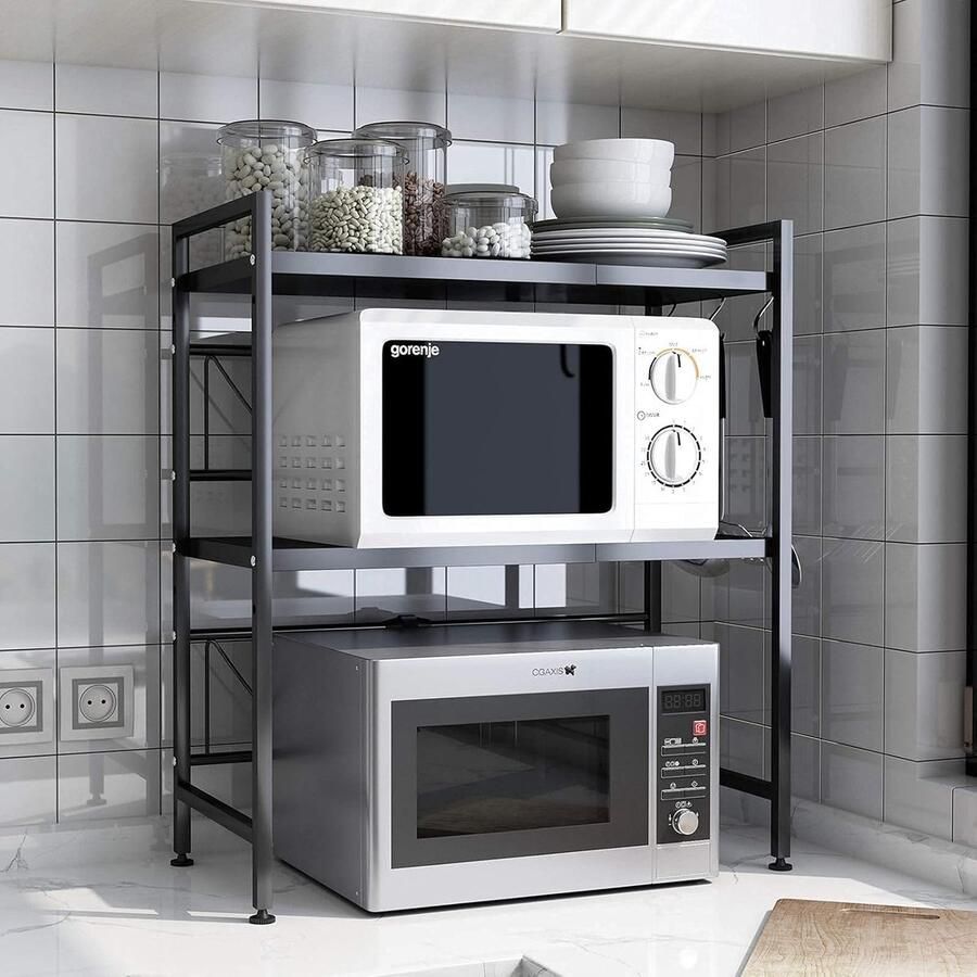 Unbranded Microwave rack magnetronstandaard 32D x 63B x 78H centimeter Zwart